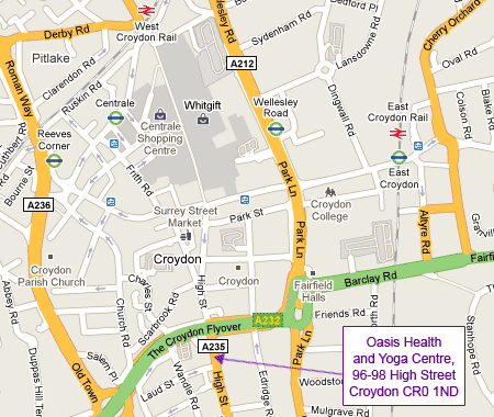 map showing Oasis Health and Yoga Centre - 96-98 High StreetCroydon CR0 1ND