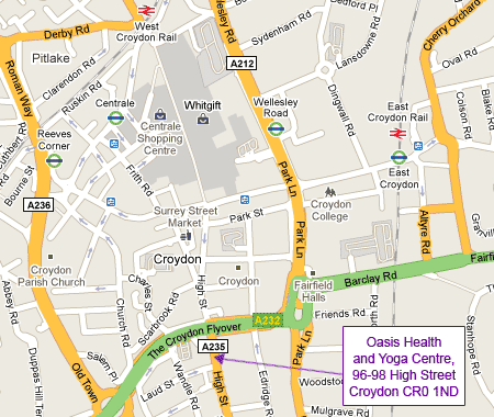 map showing Oasis Health and Yoga Centre - 96-98 High Street
Croydon CR0 1ND