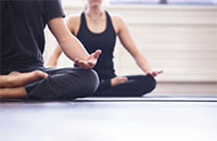 yoga group in seated pose